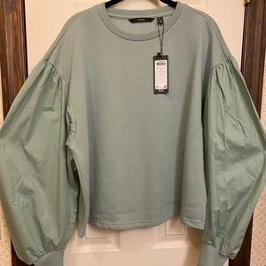 VERO MODA balloon-sleeve top. Size XL Celadon green.